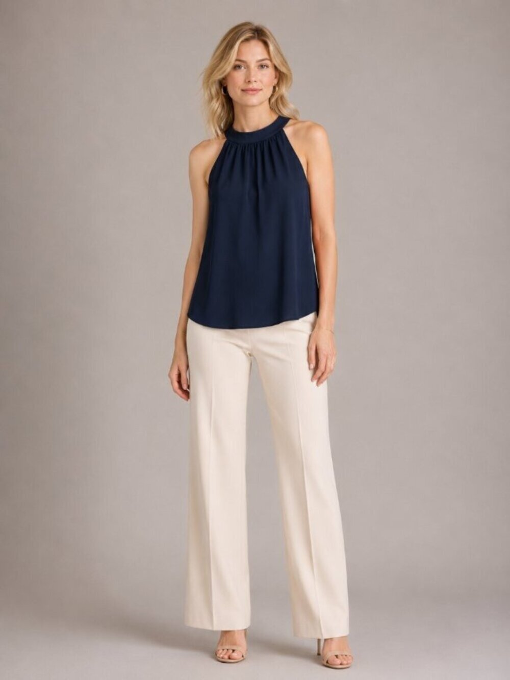 NWT White House Black Market Sleeveless Satin Halter Top Twilight 4